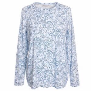 Reel Legends Boys XL Jellyfish Print Long Sleeve Performance Fishing Shirt Blue